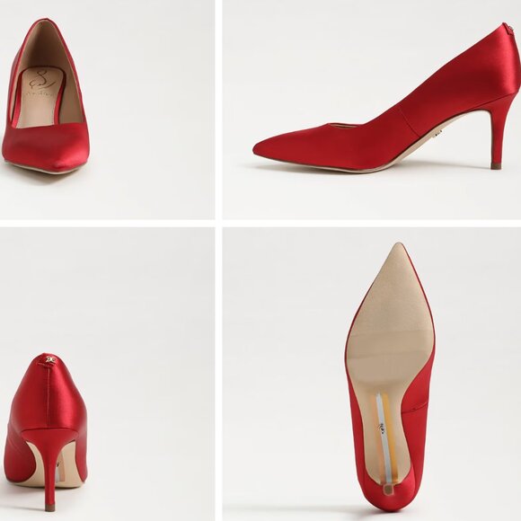 Sam Edelman Kitten Pump Shoes - Satin Red- Size 5.5 - Picture 13 of 15